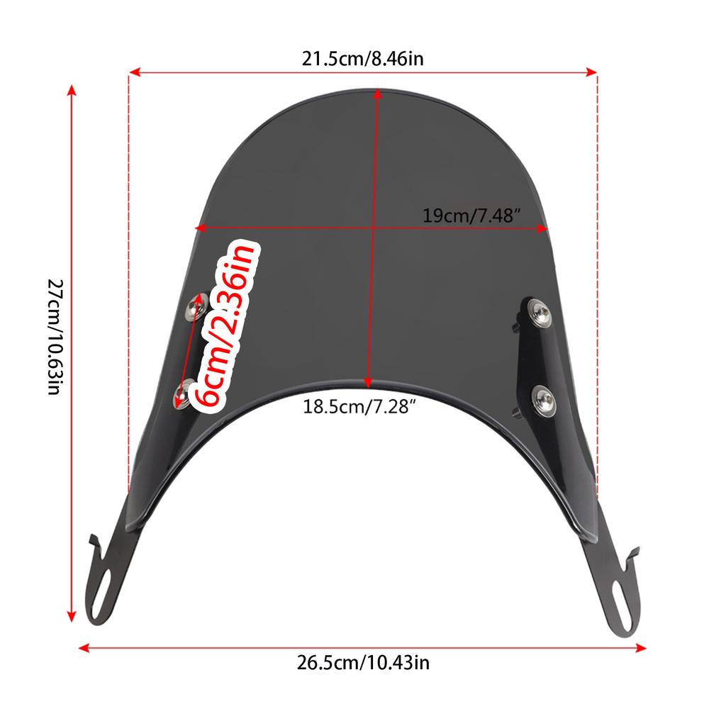 Universal Motorcycle Windshield Wind Deflector Windscreen Front Flyscreens for Motorbike 4"-7" LED Headlight