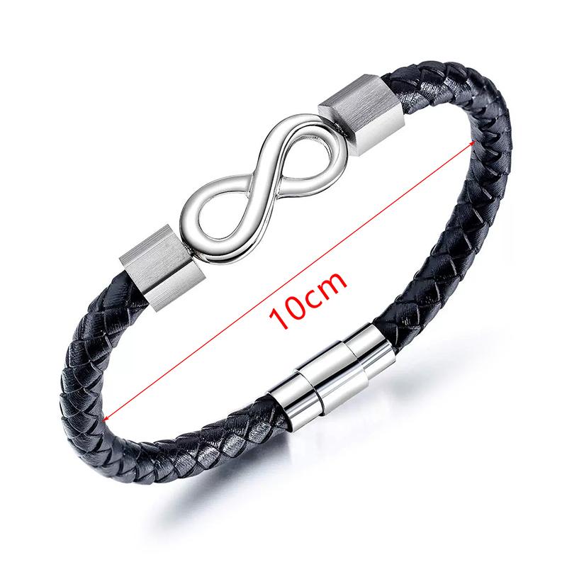 Gift For Men Infinity Bracelet Braided Leather Forever Linked Together Stainless Steel Engraved With Love You Forever Jewelry