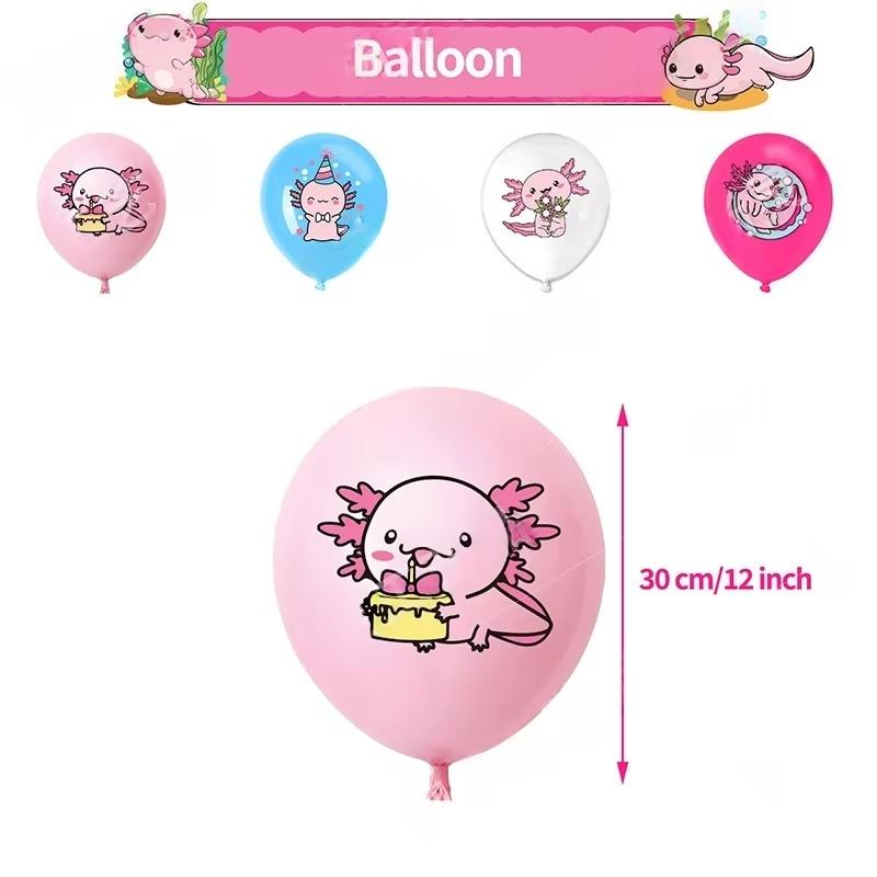 Pink Salamander Birthday Party Decoration Set Banner Cake Topper Balloons For Kids Party Birthday Favors Baby Shower Photo Booth