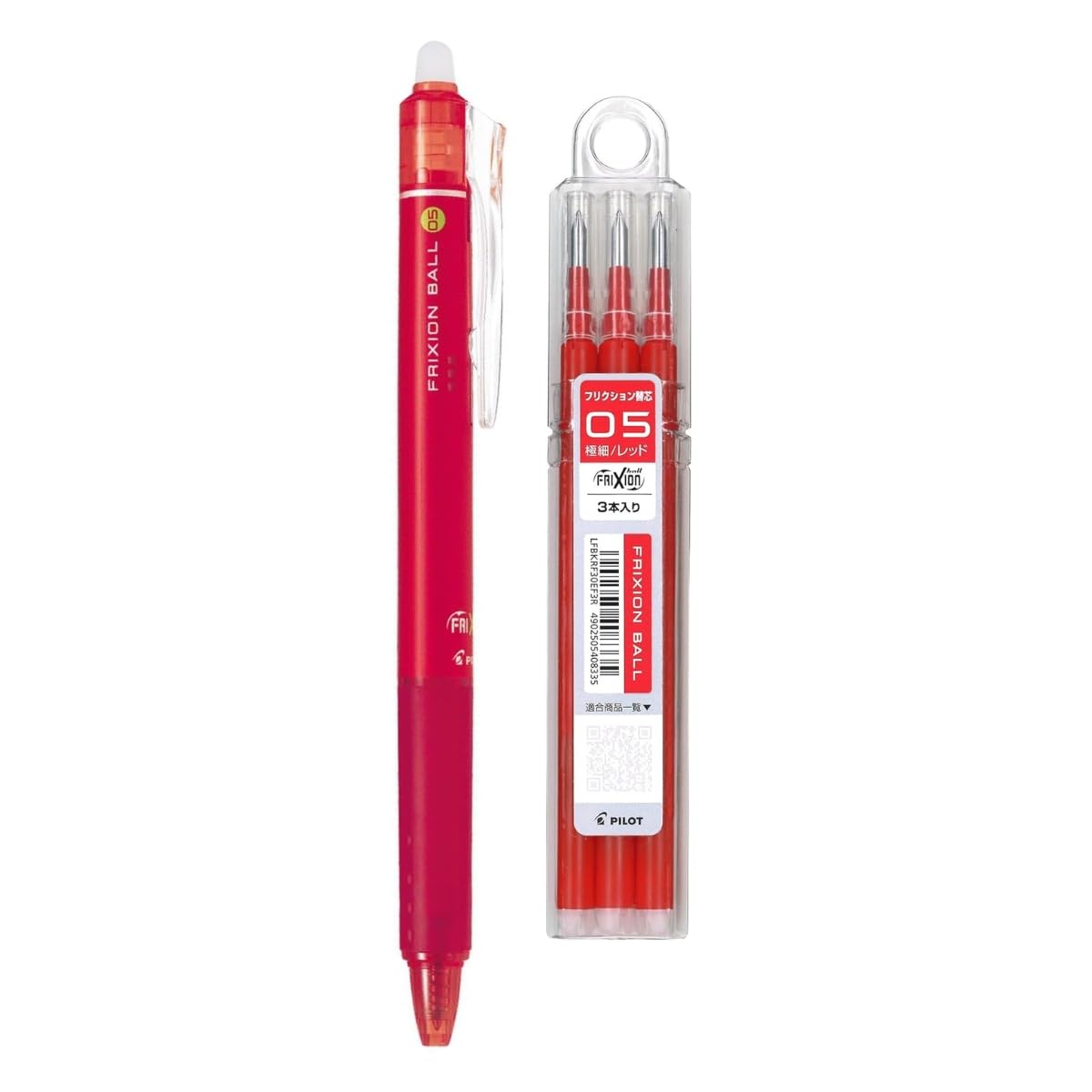 Pilot Frixion Ball Knock 05 Refill [Red] 3-Pack LFBK-23EF-R/LFBKRF30EF-3R