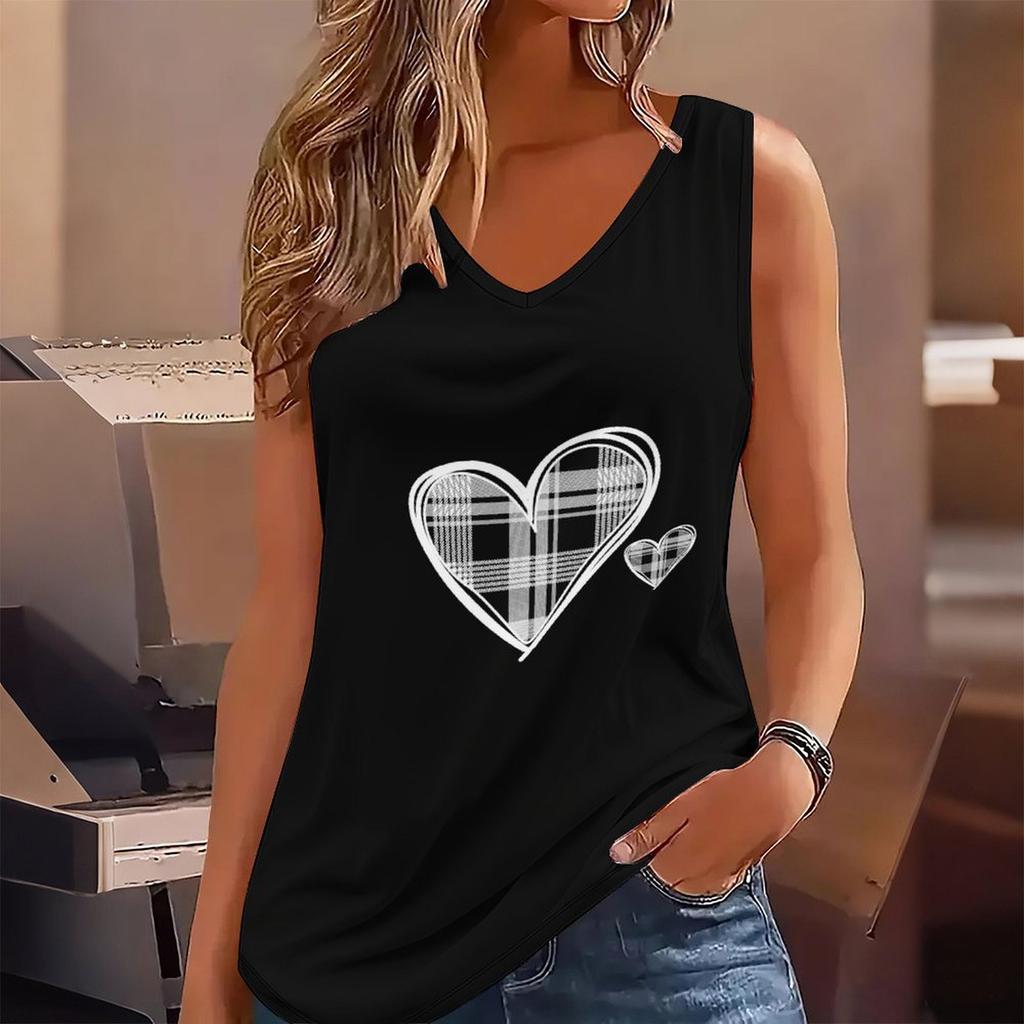 3D Heart Symbol Print Tank Tops for Women Workout Yoga Gym Printed Summer Sport Shirts Plus Size Vests