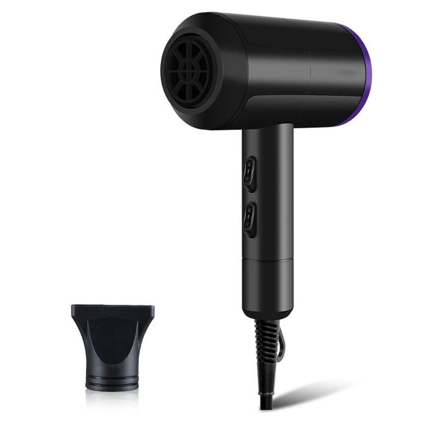 

Фен, Профессиональный фен, Быстрая сушка, Широкий поток воздуха для увеличения объема, Разглаживающий фен, Несколько скоростей, Черный, Фиолетовый чёрный