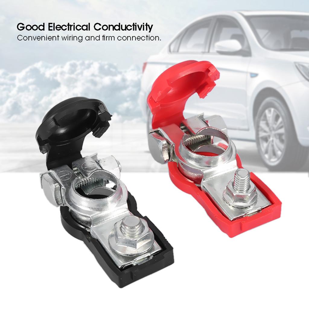2Pcs Universal Car Battery Terminals Cable Terminal Clamps Connectors with Protective Cover