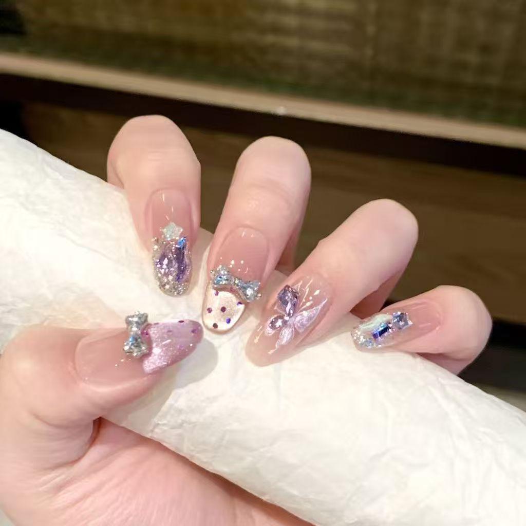 Nude Pink Gradient Cat Eye Whitening Aurora Nail Art Removable Stickers