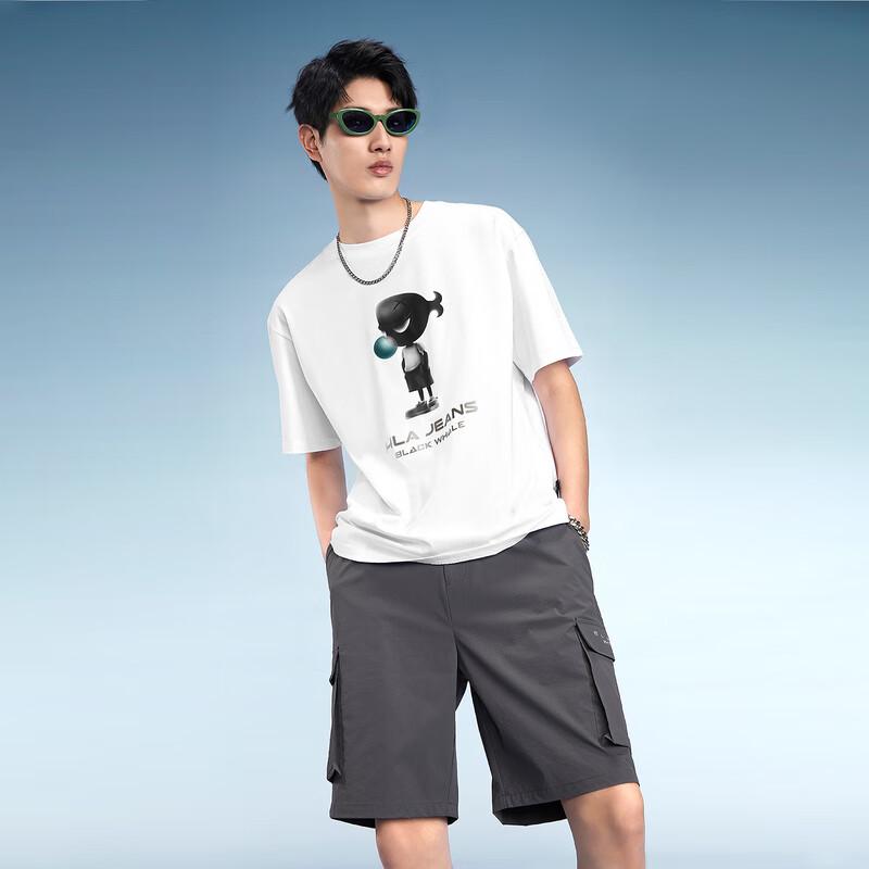 HLA Black Whale Men's Printed Round Neck T-Shirt