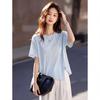 Letter Embroidered Irregular Hem T-Shirt