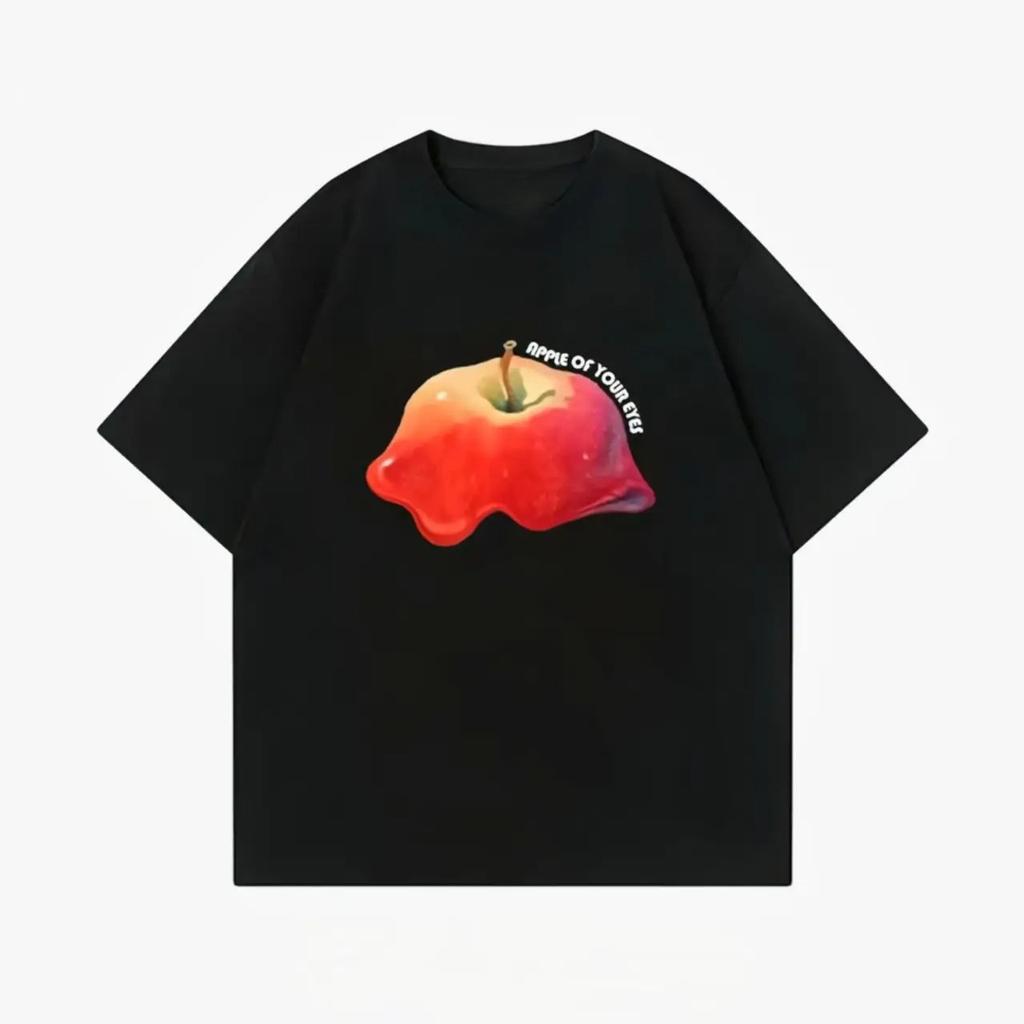 Melted Apple Pattern Printed 2026 New Womens Tshirt Short Sleeve Round Neck Casual Womens Comfortable Summer Clothing