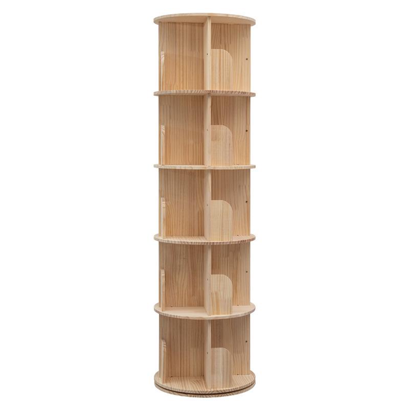 360° Rotating Children's Bookshelf: Floor-Standing, Desktop Pine Wood Storage Rack