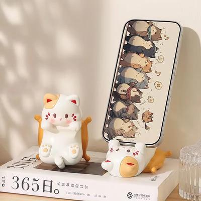 Cute Cartoon Cat Desktop Ornaments, Phone Stand, Creative Desk Decor, Office Home, Kawaii Cat Glasses Storage Holder