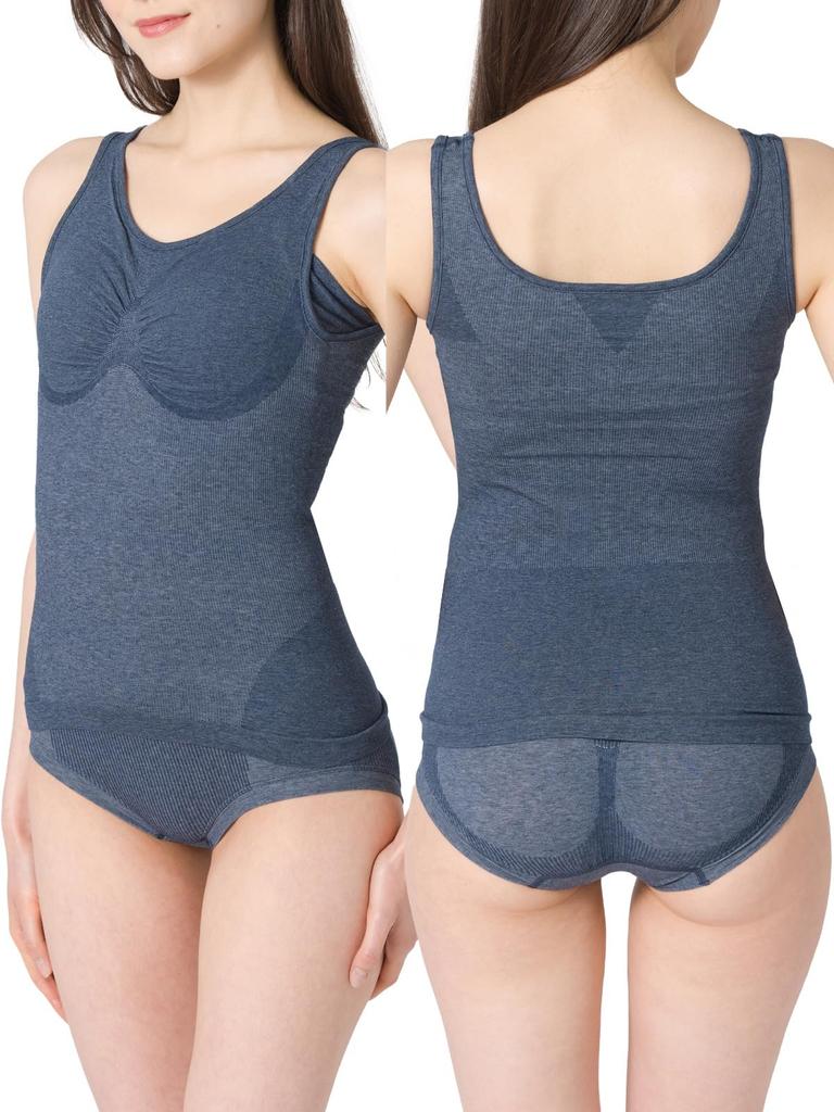 Podkoszulka z bawełnianą mieszanką modelującą, dopasowany biustonosz, łatwy biustonosz na brzuch, duża bawełniana indygo [Andijur] miseczki, [cami Anri Sugihary] kobiety, bez fiszbin, top,