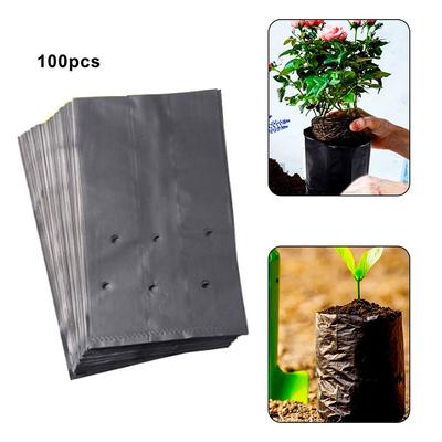 100PCS Nursery Bags Black Plant Grow Bags Plant Growth Bag Pots Flower