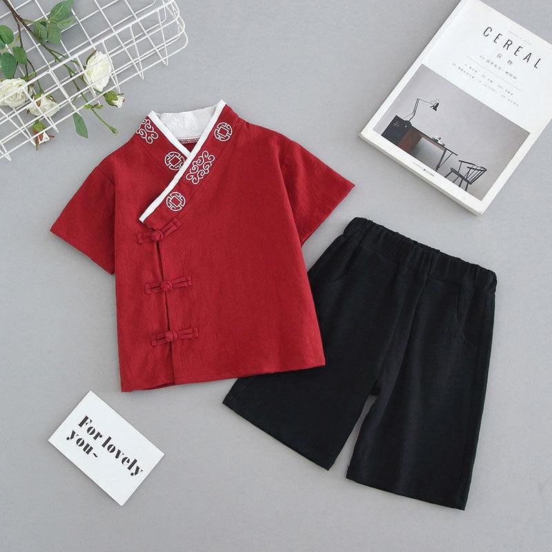 

Костюм ханбок для мальчиков, летний детский тонкий срез из двух предметов с короткими рукавами, костюм для девочек в китайском стиле в стиле Тан, одежда для выступлений Tide 140