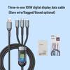 Three-in-One Fast Charging Cable 2.4A for Apple & Huawei, One-to-Three Type-C 6A