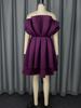 Purple Strapless Mini Dress for Women Sleeveless Sexy Backless A Line High Waist Pleated Weddings Guest Banquets Dresses