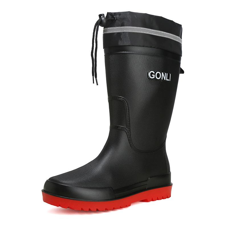 Rain shoes men's warm rain boots non-slip short tube integrated waterproof shoes kitchen rubber shoes medium tube car wash fishing shoes