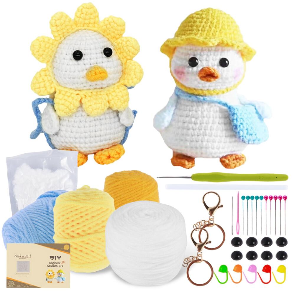 Beginner Crochet Kit with Yarn, Stuffing & Keychain – Adorable Animal DIY Craft Set + Step-by-Step Video (Compatible with All Skill Levels)