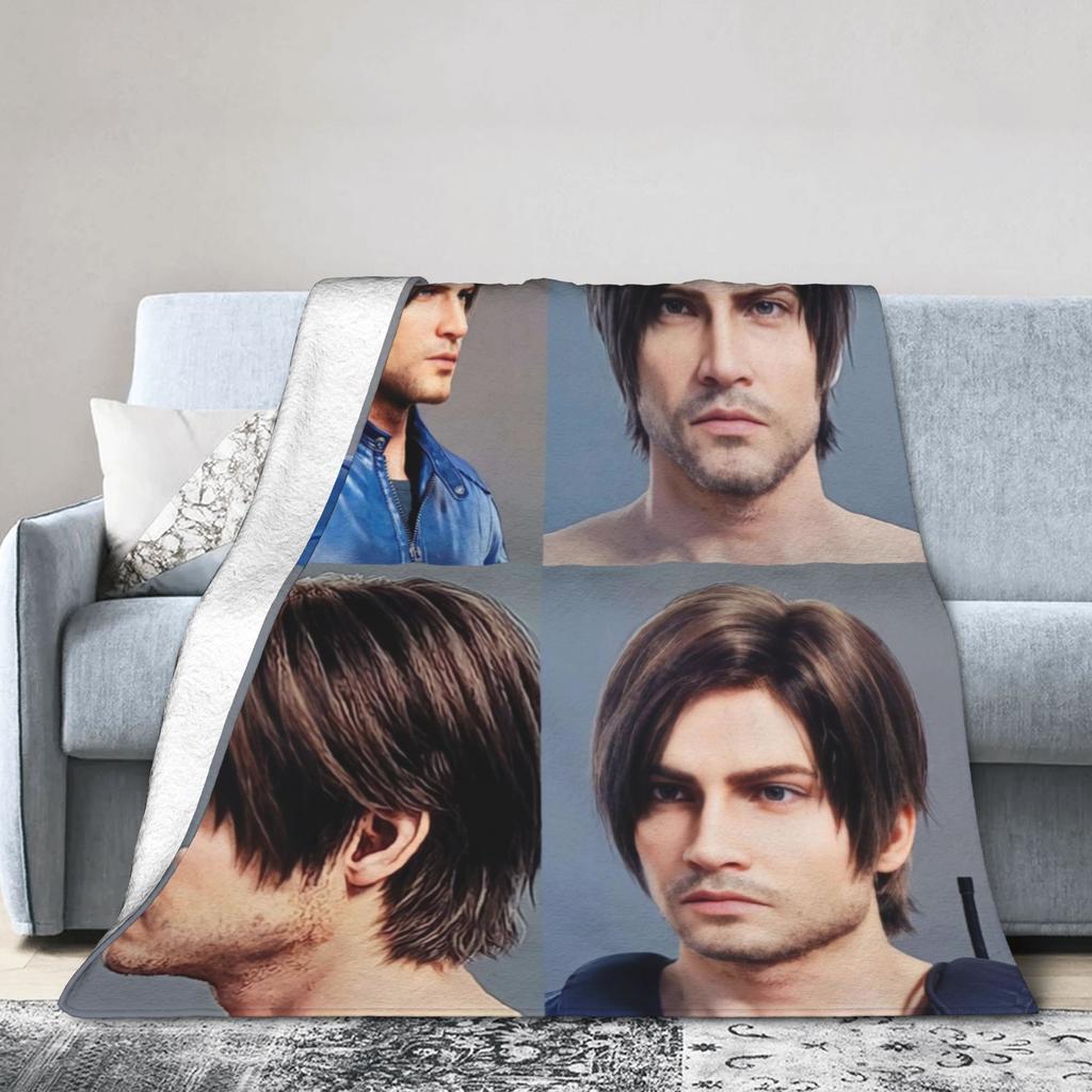 Leons Kennedy Residents Evils Warm Soft Blanket Students Plush Throw Blanket Pattern Couch Chair Flannel Bedspread Bed Cover