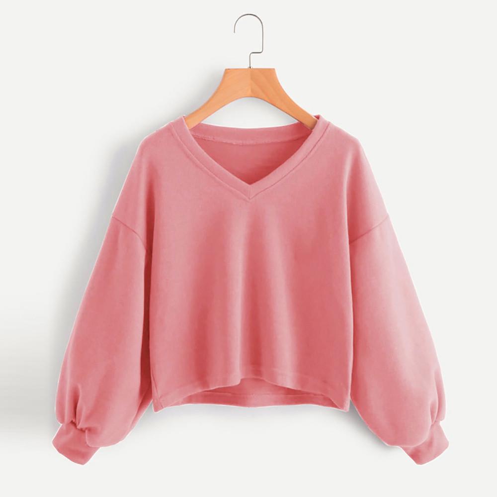 Mode Frauen Feste Beiläufige Drop Schulter Hülse Sweatshirt Pullover Tops