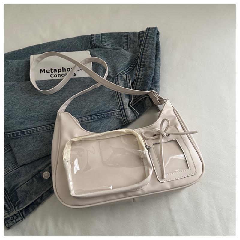 1 Piece Women Korean Transparent Ita Bag Y2K Harajuku Shoulder Bag School Crossbody Bag Female Preppy Handbag Purse
