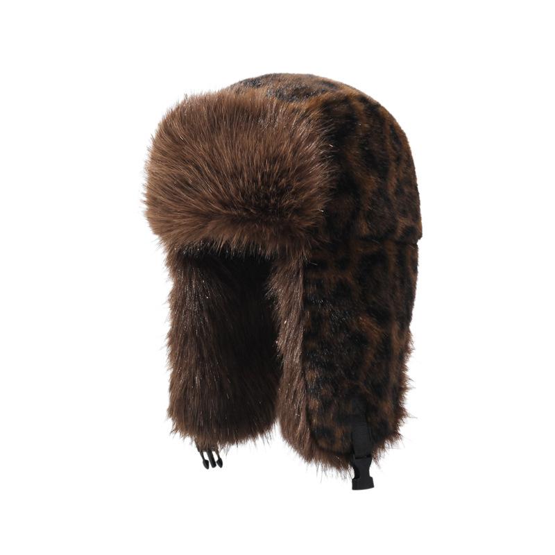 New Leopard Print Thermal Hat Children's Winter Thickened Plush Ear Protection Hat Fashionable Versatile Autumn and Winter Cold Hat