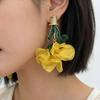 Exaggerated Long Flower Earrings Yellow / Rose Red Dangle Earrings Ear Studs  Garden