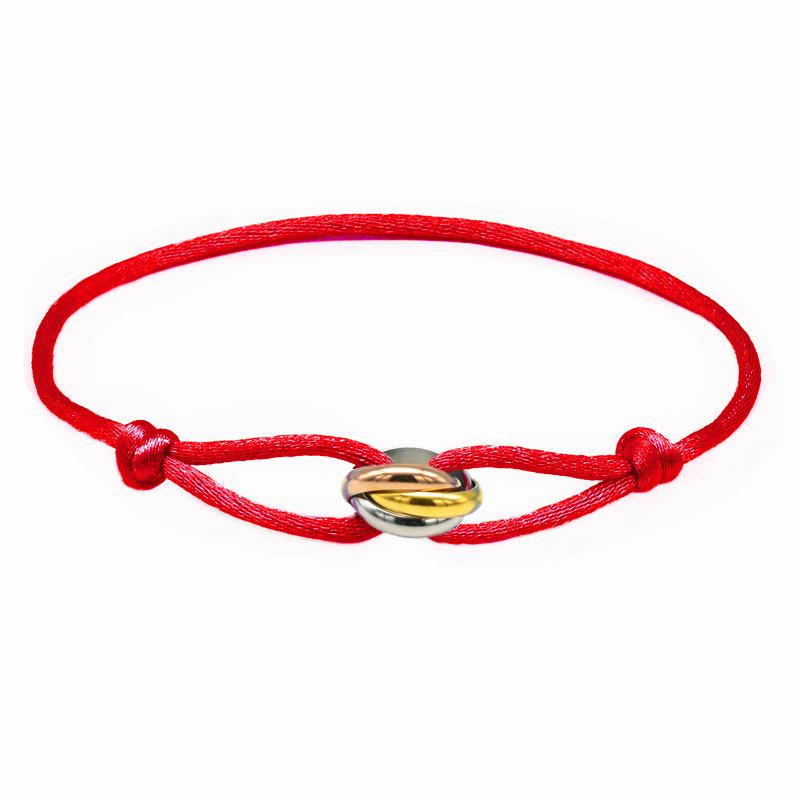 Dámský náramek Sailing Rope Tricolor In Black Cord náramek s kroužkem z nerezové oceli Vodotěsné šperky Boho pro ženy Nastavitelná délka s