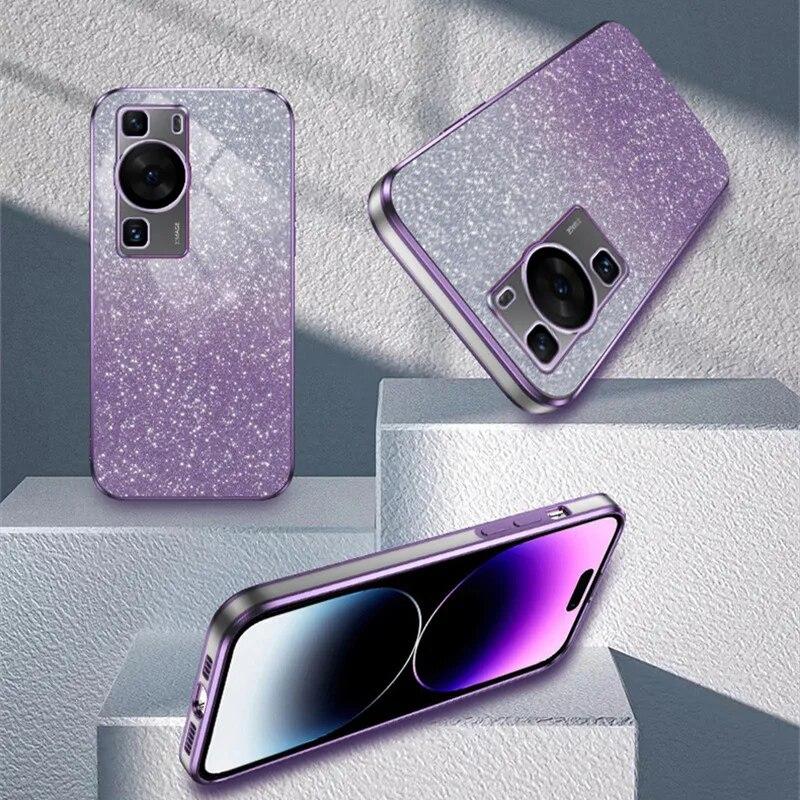 Luxury Gradient Glitter Plating Case For Huawei P60 P50 Pro P40 P30 Lite Mate 60 50 40 30 Pro P Smart 2021 Y7A Y9A Y9S Y9 2019 Silicone Back Cover