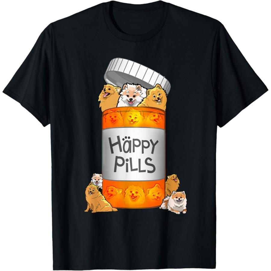 Pomeranian Happy Pills T-Shirt T-Shirt