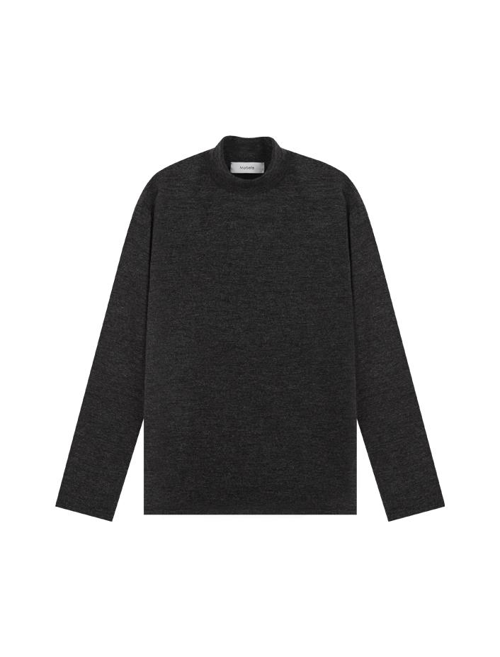 Marbete Standard Mock Turtleneck Knit Charcoal Charcoals/L