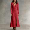 Women's Fashionable Casual Cotton-Linen Long-Sleeve Button-Down Dress