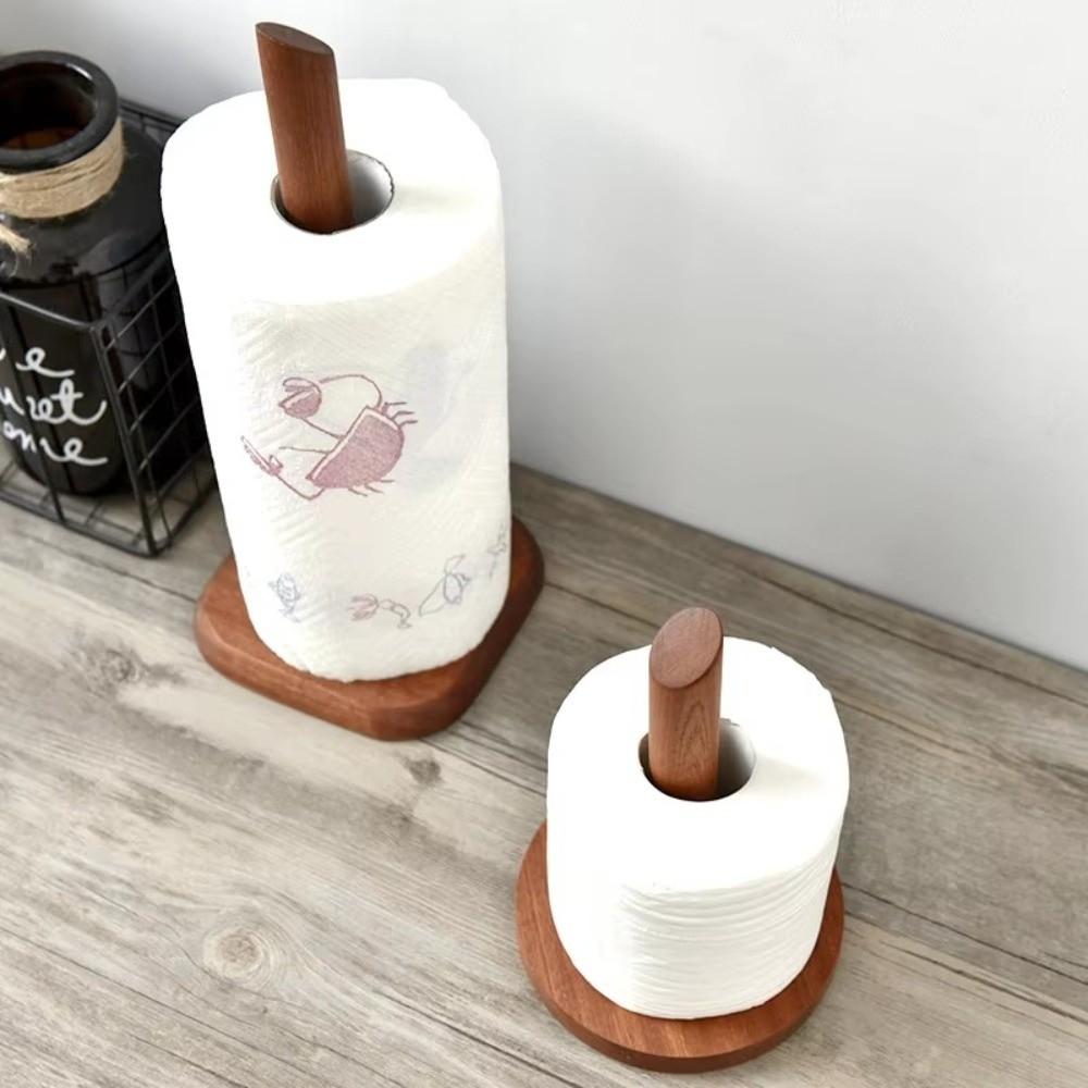 Solid Wood Kitchen Tissue Rack Vertical Roll Paper Holder Cling Film Racks Storage Products