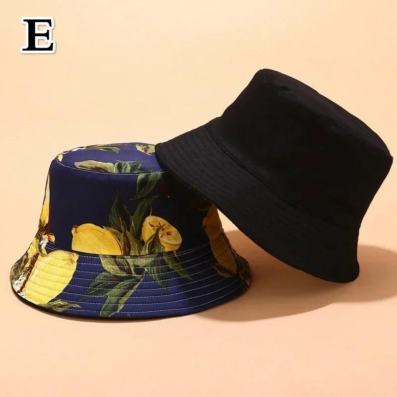 Fashion Summer Double-sided Wear Pineapple Fisherman Hat Unisex Fruit Print Fisherman Cap Leisure Packable Reversible Sun Hats