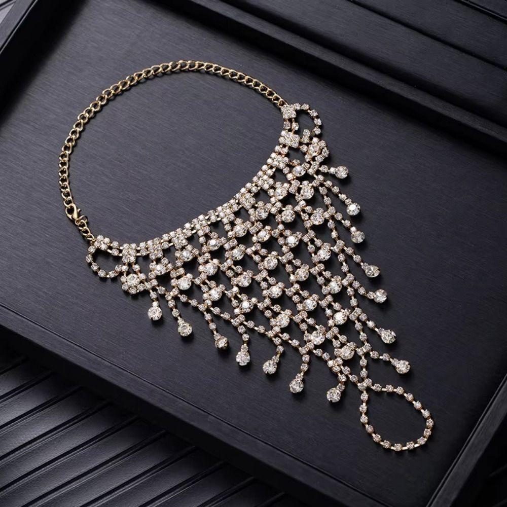 Trendy Tassel Bracelet Creative Finger Bangle Bracelet Hand Crystal Bracelet Chain  Beach Party