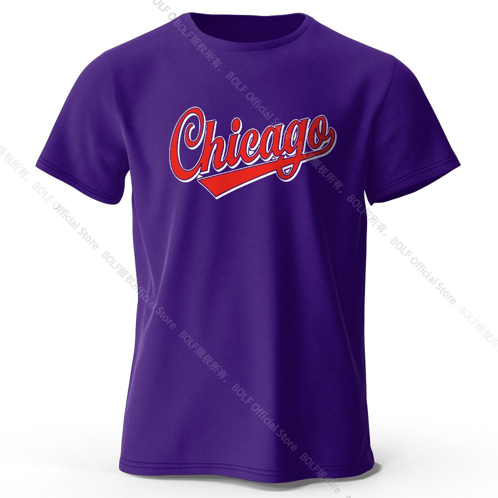 Men's Chicago Printed T-Shirt 100% Cotton Oversized Letter Graphic Tees for Women Summer Tops Urban Streetwear