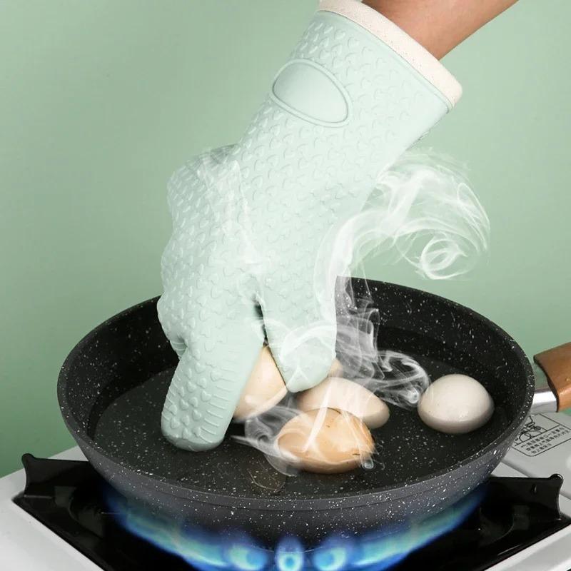Universal Silicone Anti Scald Oven Glove Fish Shaped Thickened Insulation Gloves BBQ Mitts Tray Dish Bowl Holder Baking Supplies