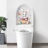 Paas Leuke Konijn Toilet Sticker Waterdichte Toiletbril Deksel Sticker Cartoon Konijn in Vlechtmand Lezend Toiletbril Cover Sticker voor Badkamer Huis