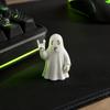 Studio Desktop Decoration 3D Printed Rock Ghost Figurine, Cool Hand Gesture Statue, Matte Style Desk Decor White for Bedroom Gaming Studio, Halloween