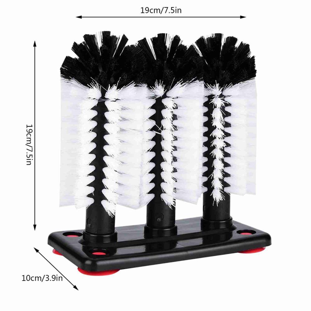 Black Cup Cleaning Brush Round Base Bottle Brush Kitchen Tools Glass Washer Bar Counter