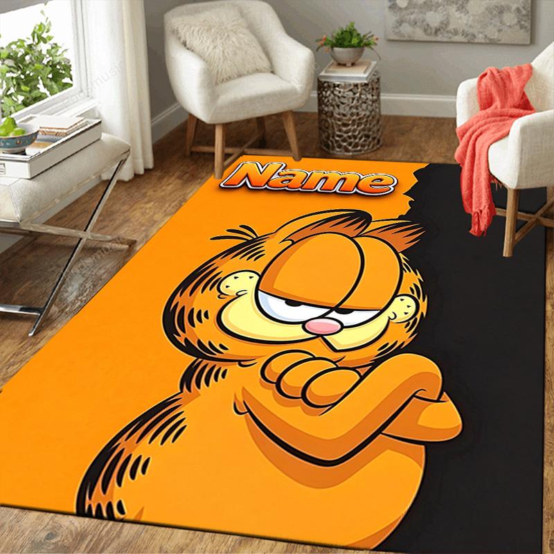 Custom Name Grumpy Orange Comic Character Carpet for Playroom Bedroom Living Room Sofa Home Decor,kids Game Area Rug Non-slip Floor Mat