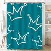 Royal Crown Shower Curtain Blue White Pattern Waterproof Bathroom Decor for Home Decoration