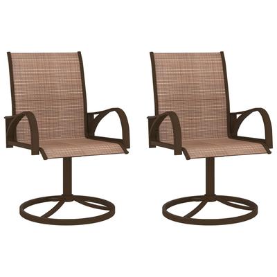 Vidaxl Swivel Garden Chairs, 2 Pcs., Textilene And Steel, Brown