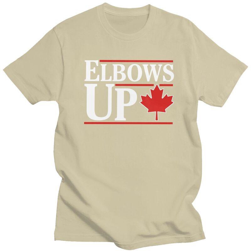Custom Male Elbows Up Canada Canadian Flag T Shirt ShortSleeve Cotton Tshirts Tshirt Leisure Tee Clothing