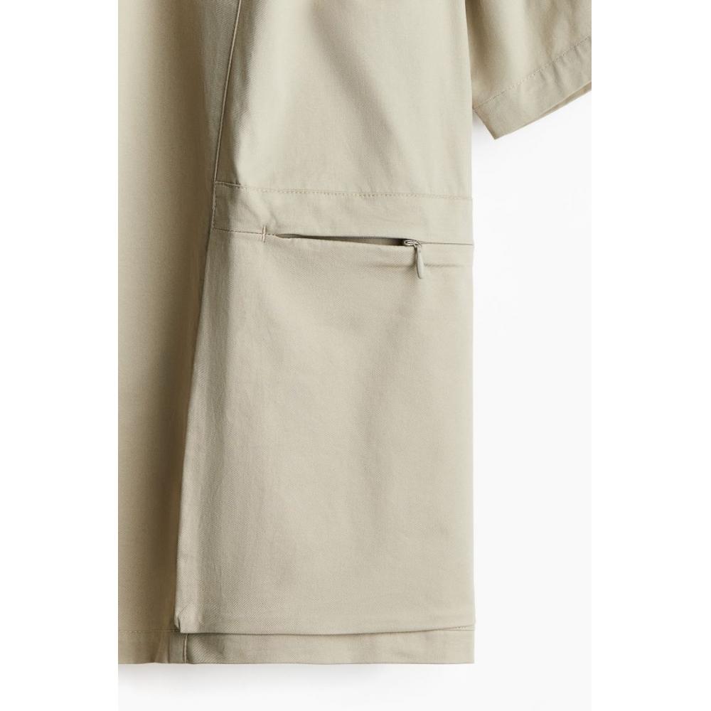 H M Loose Fit Pocket Detail Polo sHirt Dusty Green