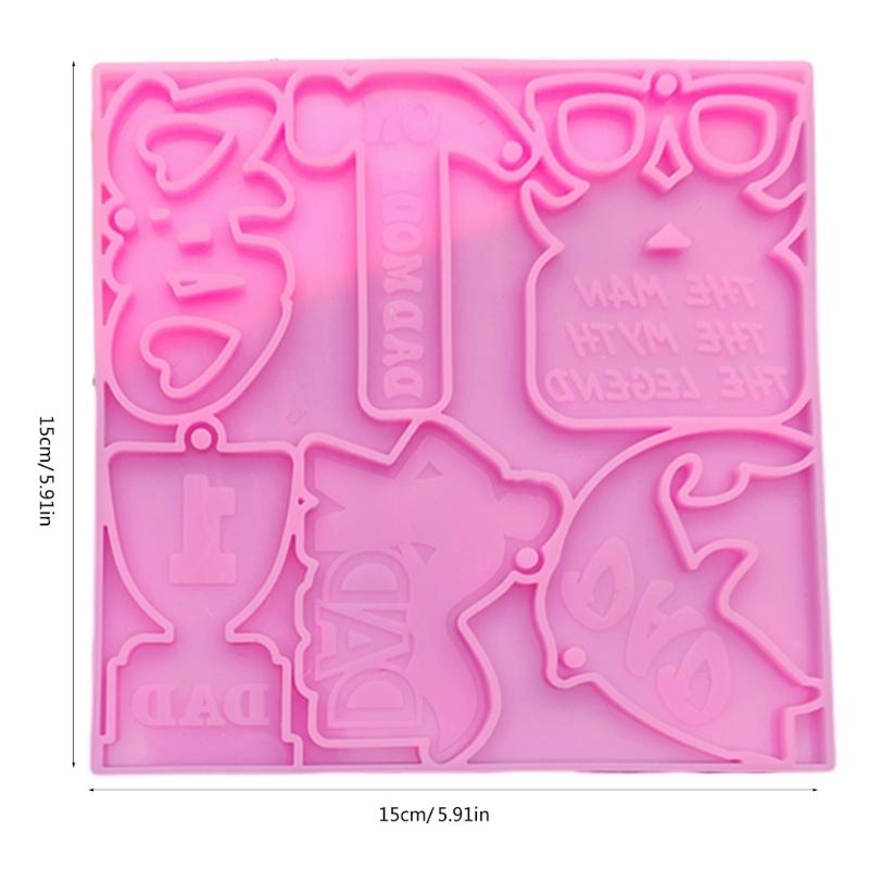 Silicone Pendant Mold for Father's Day Keychains Flexible Keychain Pendant Silicone Mold for Jewelry Studios Crafting