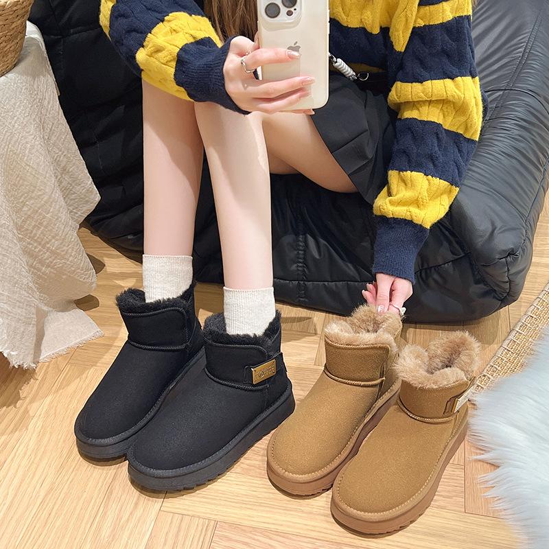 thick-soled non-slip snow boots for women's 2025 new autumn and winter bread shoes, one pedal, piled and thickened warm cotton shoes