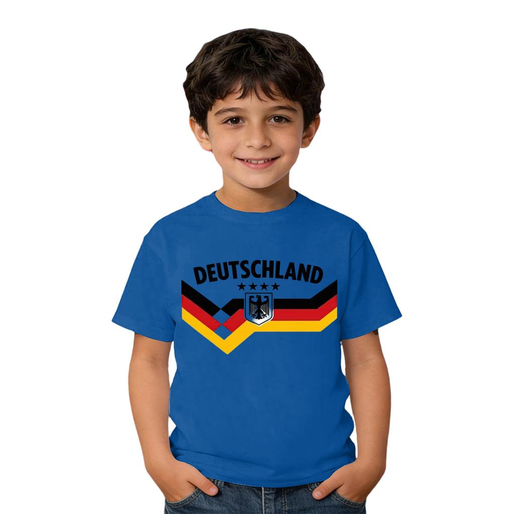 Camiseta Casual de Cuello Redondo para Niños con Estampado de Deutschland Manga Corta para Niños y Niñas Ajuste Suave y Cómodo