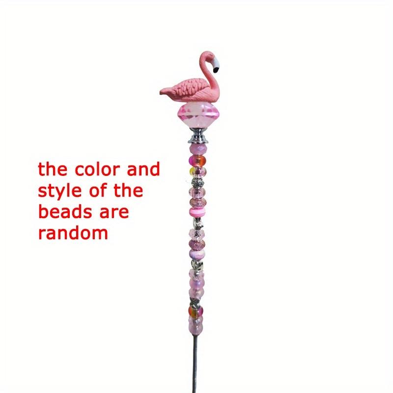 WTEMPO DIY Flamingo Shaped Garden Metal Stake Colorful Beaded Garden Walking Path Decor Stake Ideal for Various Festivals Indoor & Outdoor Decorations