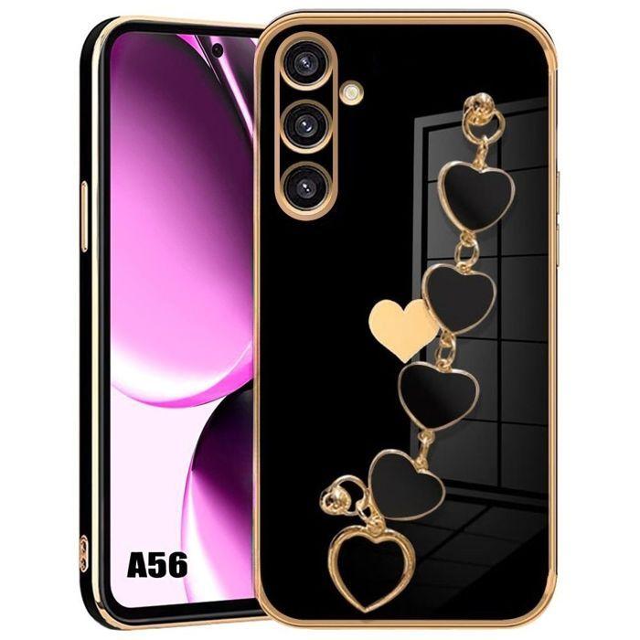 Ochranný kryt - BOOLING - Samsung Galaxy A56 5G - Měkký silikon - Vzor srdce - Černý