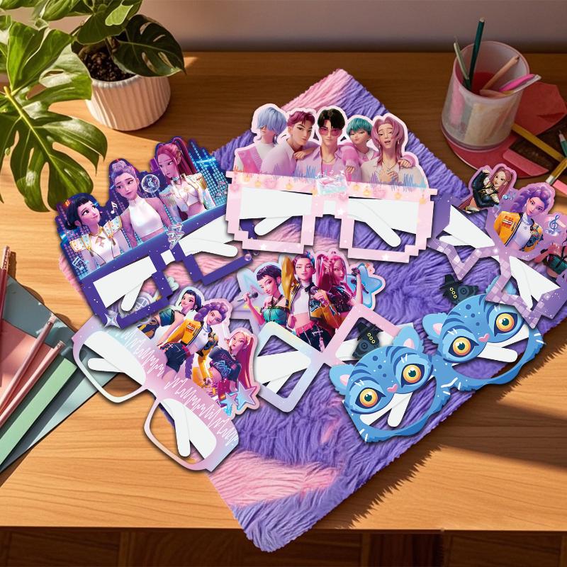 6/12 Stück/Set Dämonenjäger Party Dekoration Papierbrillen Masken Foto-Requisiten Kinder Happy Birthday Party Zubehör