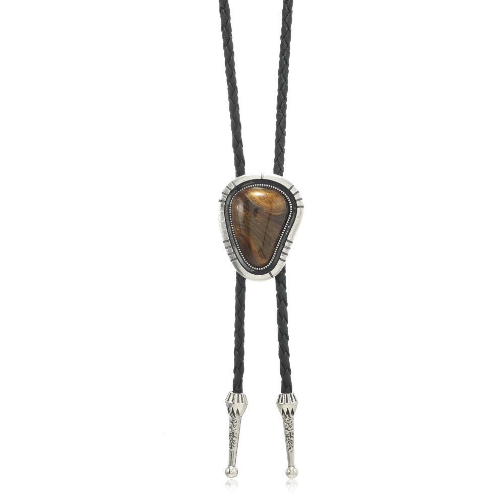 Westliche Bolo Krawatte für Männer Frauen Vintage Stein Anhänger Leder Seil Halstuch Cowboy Lässig Party Hochzeit Bühnenauftritt Kostüm Zubehör
